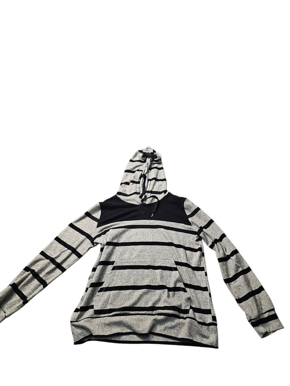 Gray & Black Striped Hoodie Sweater